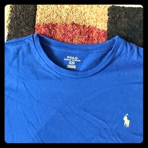 Polo t shirt blue with yellow horse